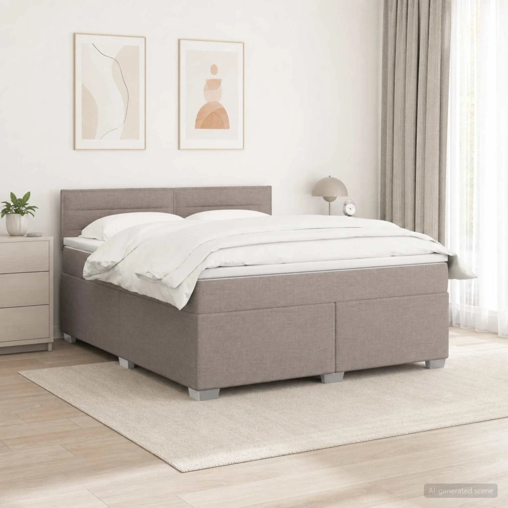 Letto con Box Spring, Materasso e LED Tortora 180 x 200 cm 3451998