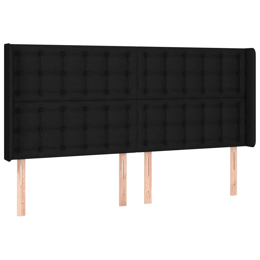 Testiera | Testata a LED Nera 203x16x118/128 cm in Tessuto
