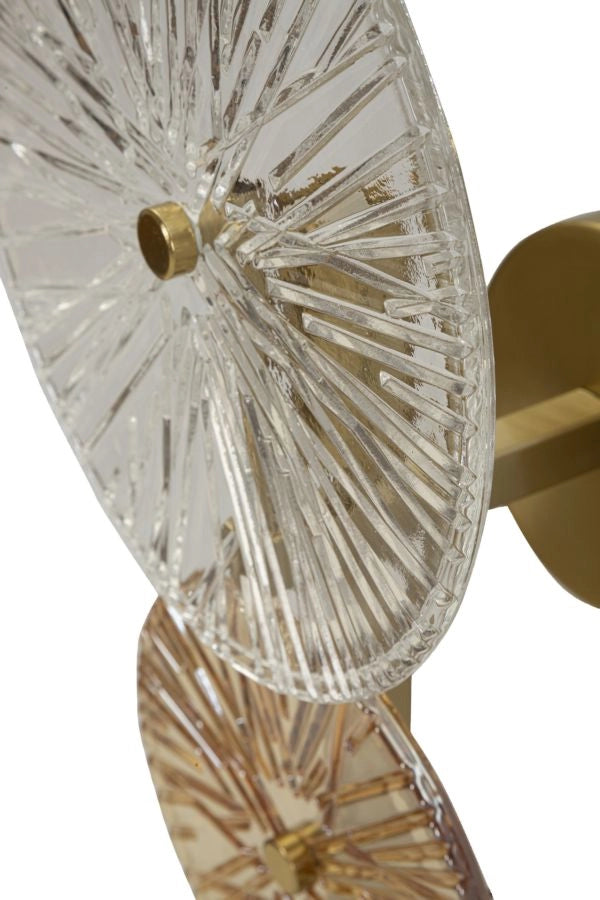 Lampada da Muro Sunrise 20x14x41 cm in Vetro e Ferro Oro e Naturale