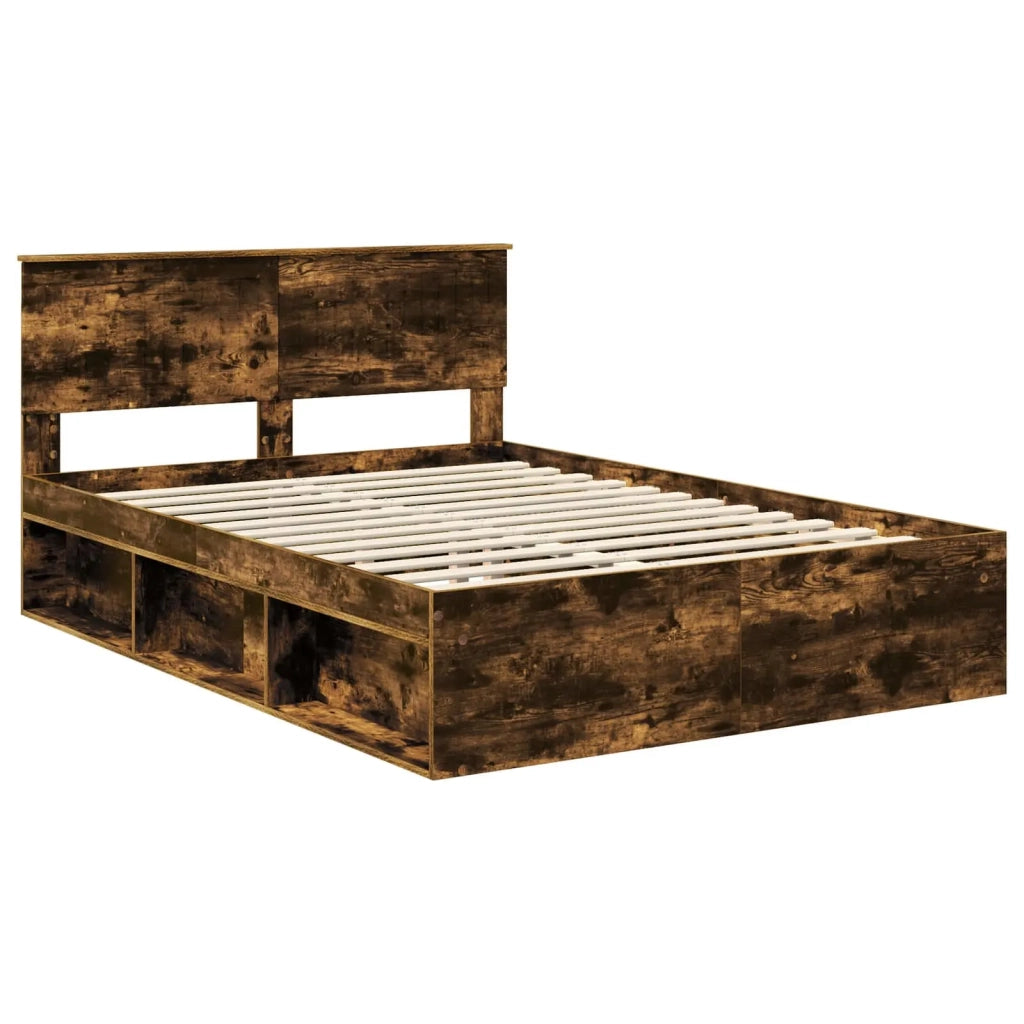 Letto matrimoniale | Letto per adulti | Struttura del letto Rovere fum¨¦ 140 x 200 cm Pino massello