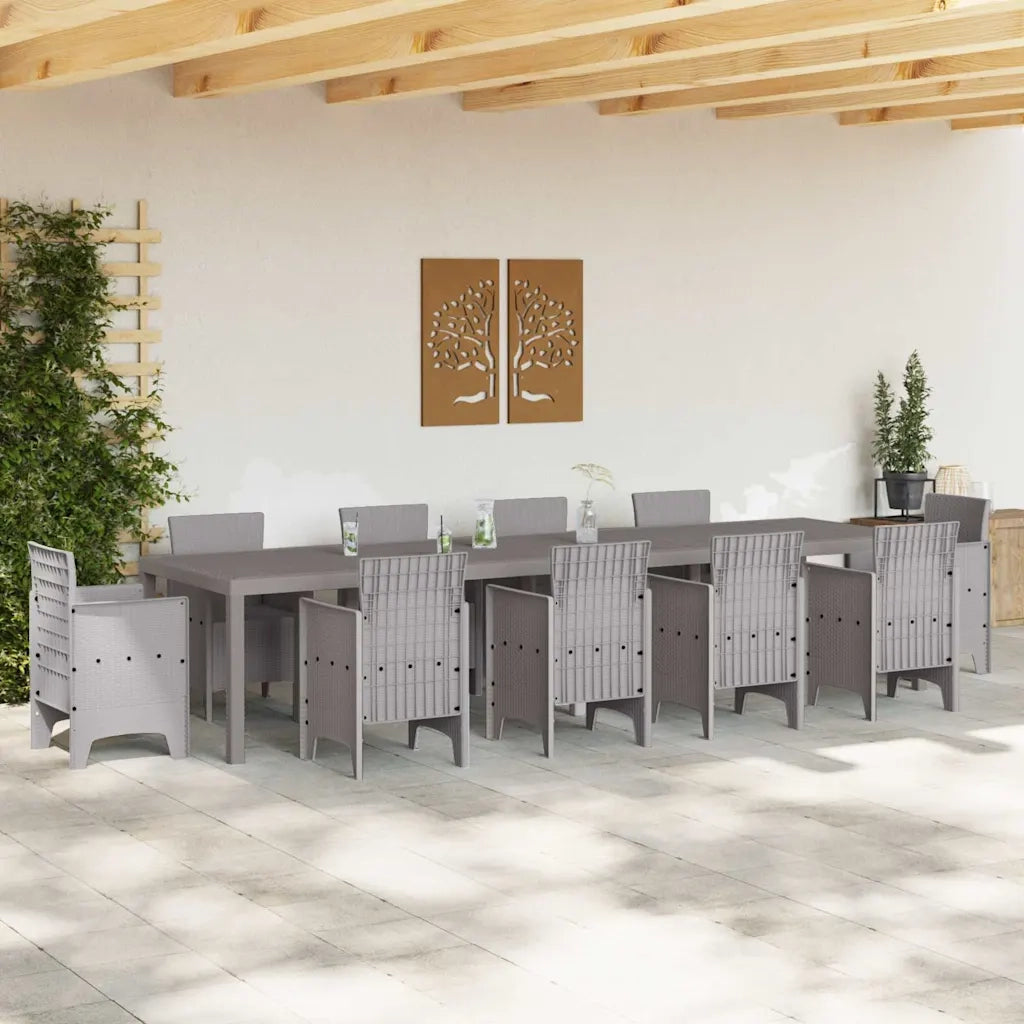 Tavolo da Giardino Grigio chiaro 350 x 100 x 74 cm polyrattan
