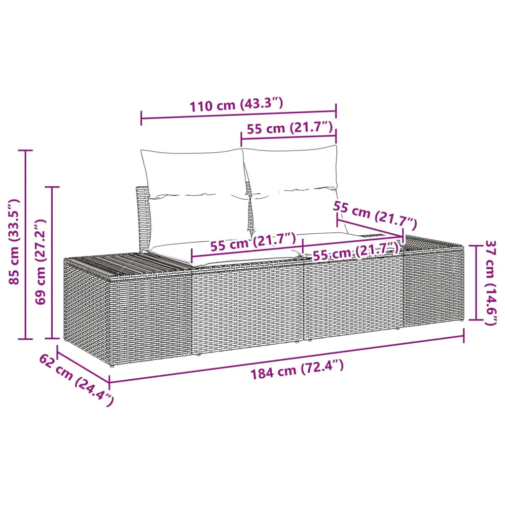 Set Divano da Giardino 7 pz Nero polyrattan 3347907