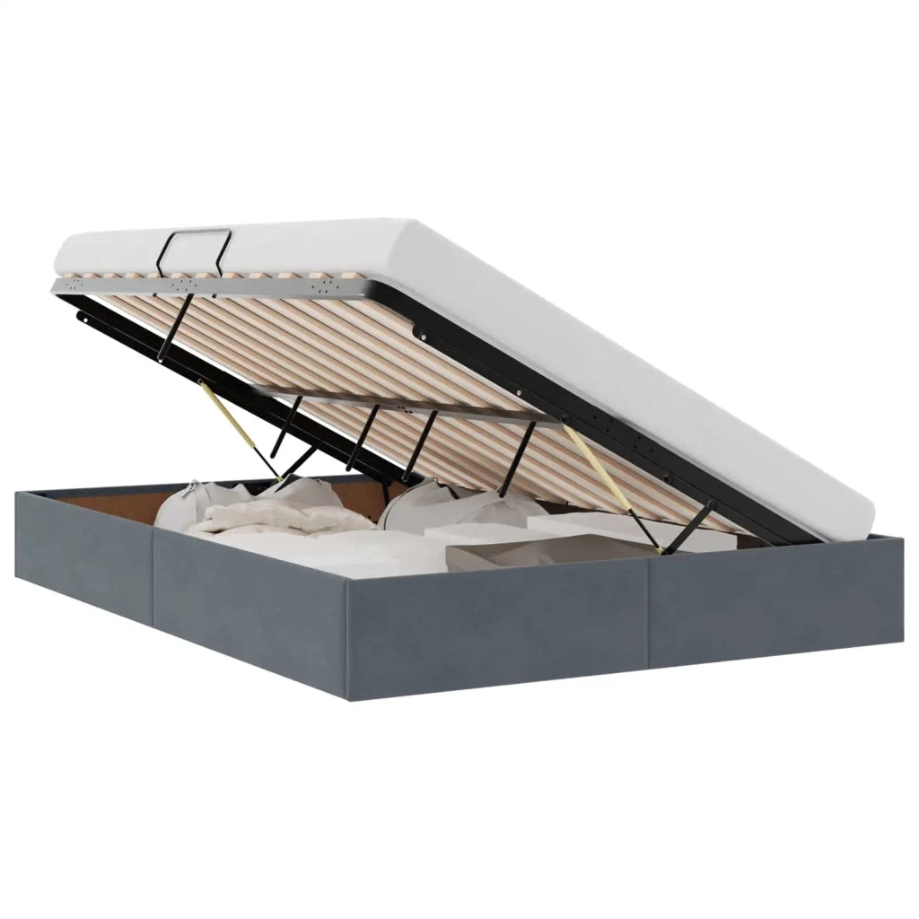 Letto ottomano Grigio Scuro 140 x 200 cm Velluto 3442887