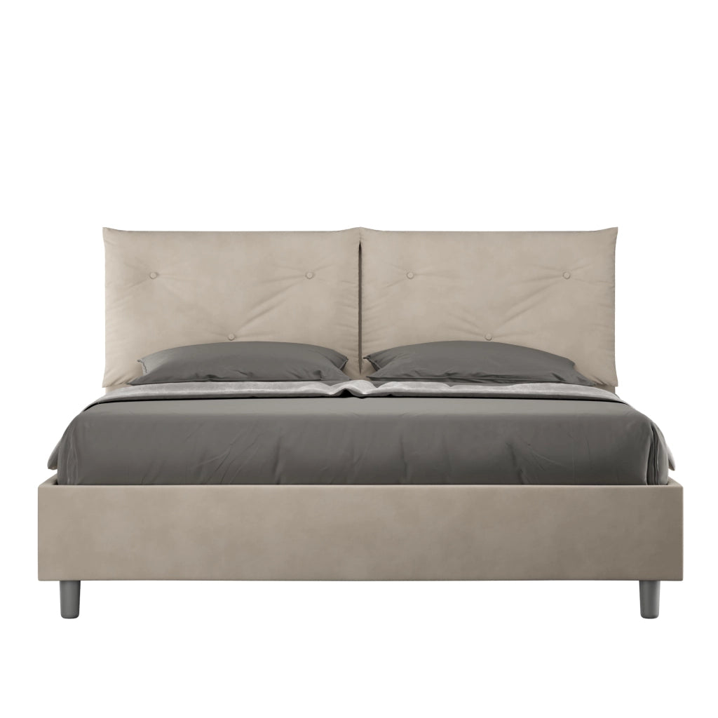 BS COM Letto queen size senza rete imbottito 150x190 microfibra azzurro Large