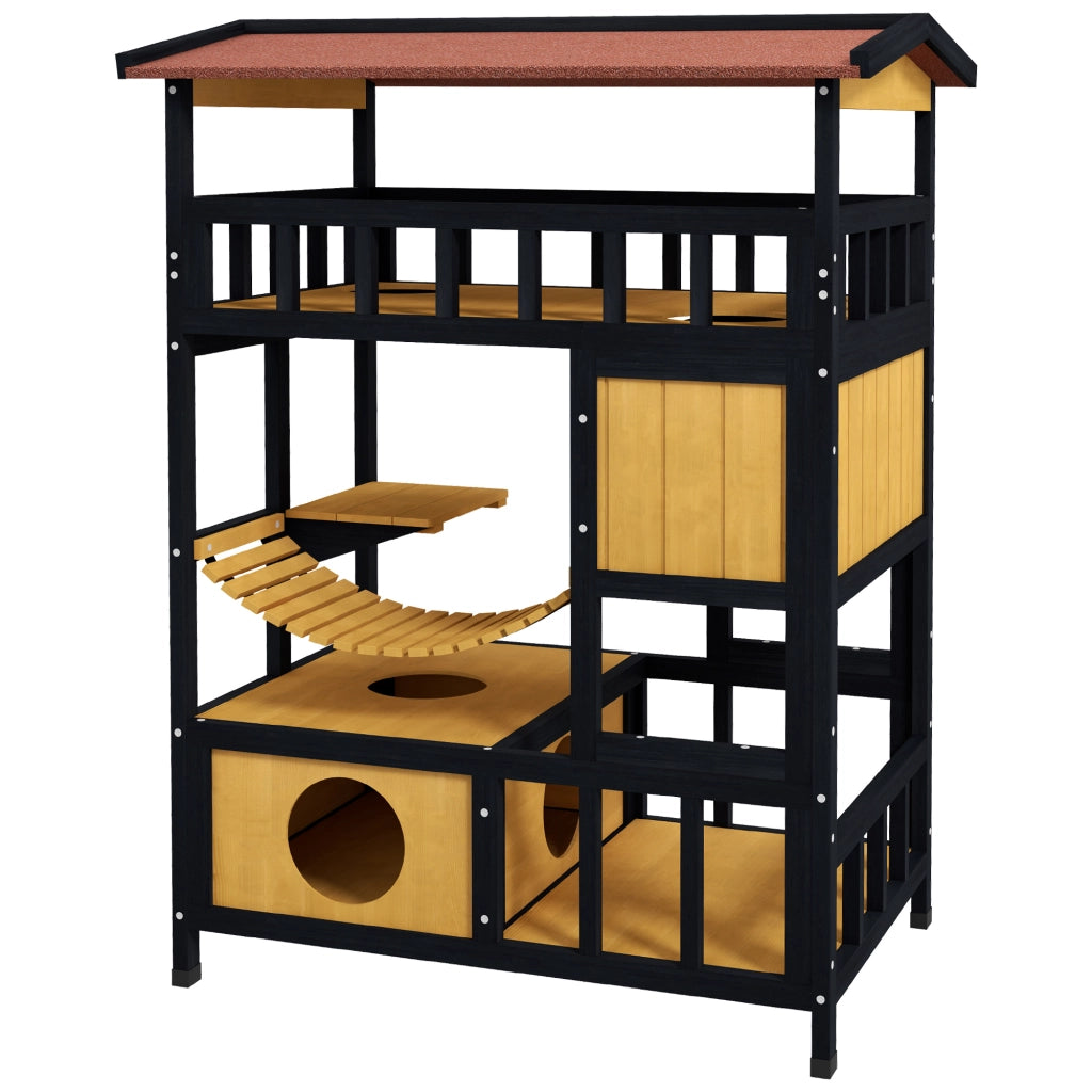 Casetta per Gatti 4 Livelli con Ponte e Balcone ¨C Minimal ¨C 84x60x116 cm