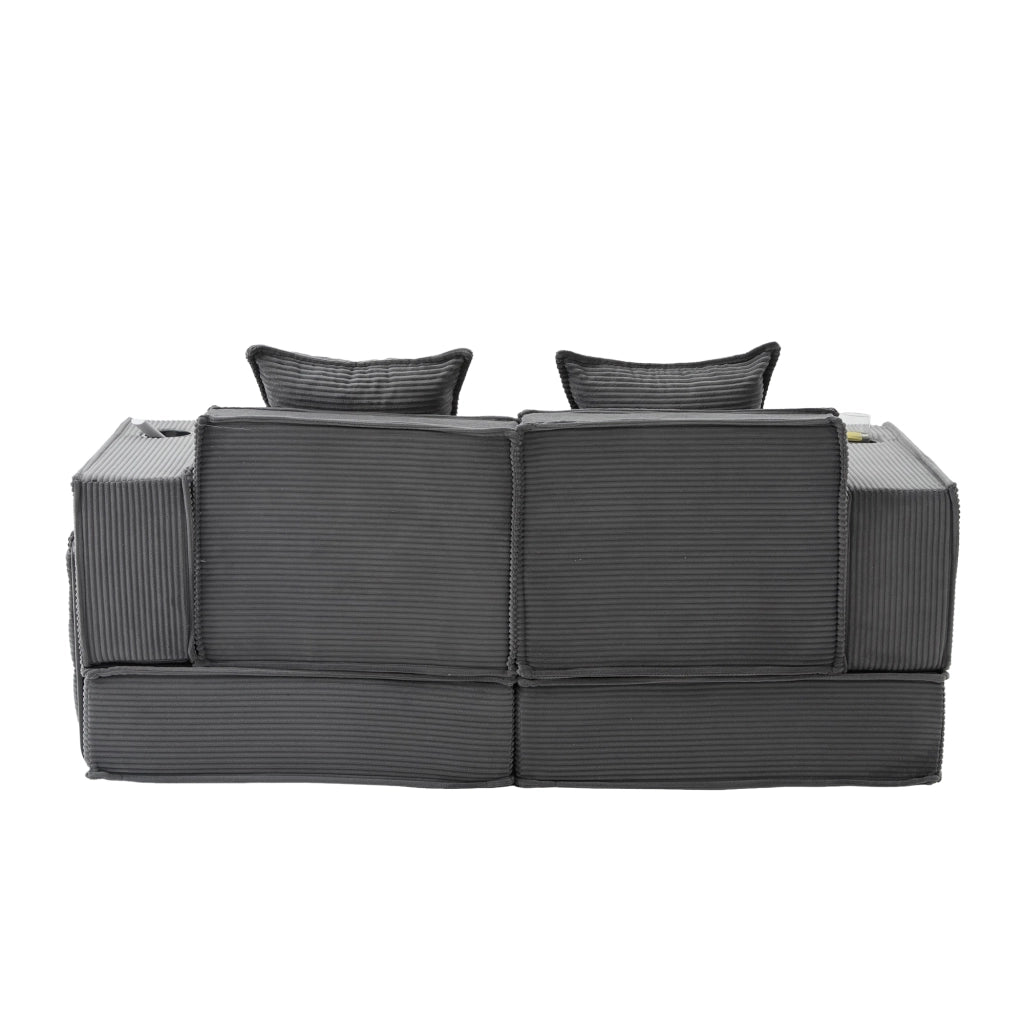 Divano Letto 2 Posti con Poggiapiedi e Cuscini ¨C MINIMAL ¨C Tessuto