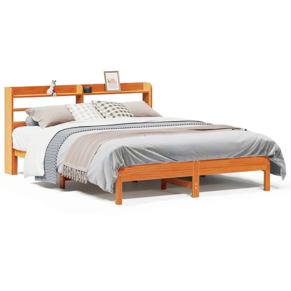 Letto senza Materasso-Struttura Letto Marrone Cera 150x200 cm in Legno di Pino 386169