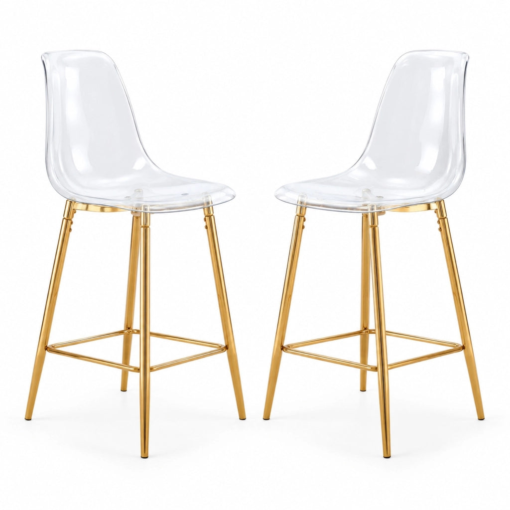 Set di 2 sgabelli da bar 51x45x102 cm oro trasparente, senza tavolo
