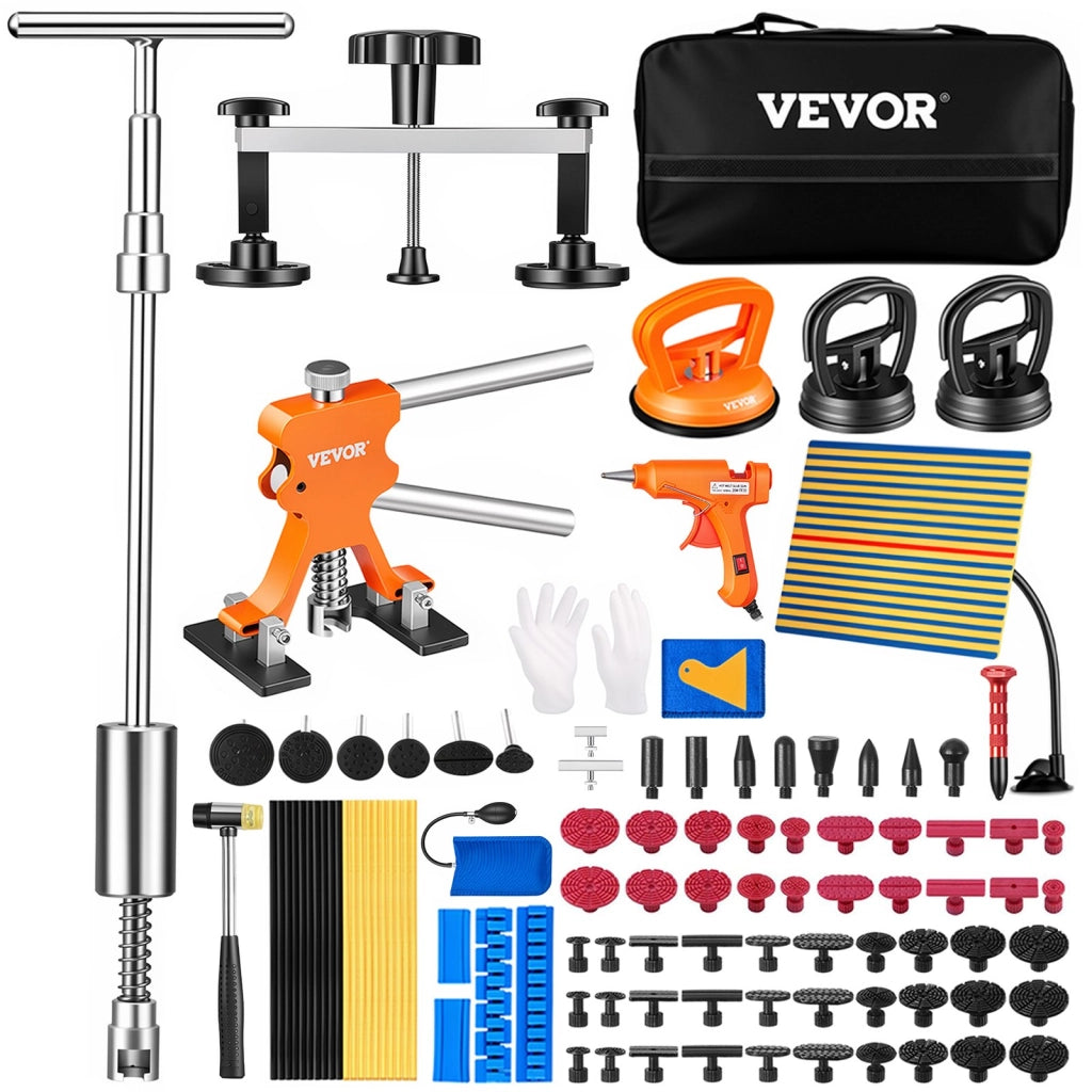 Kit Riparazione Ammaccature Auto 107 Pezzi con Estrattore a Ponte Martello Scorrevole e Incollatrice 20W per Carrozzeria Garage Fai da Te