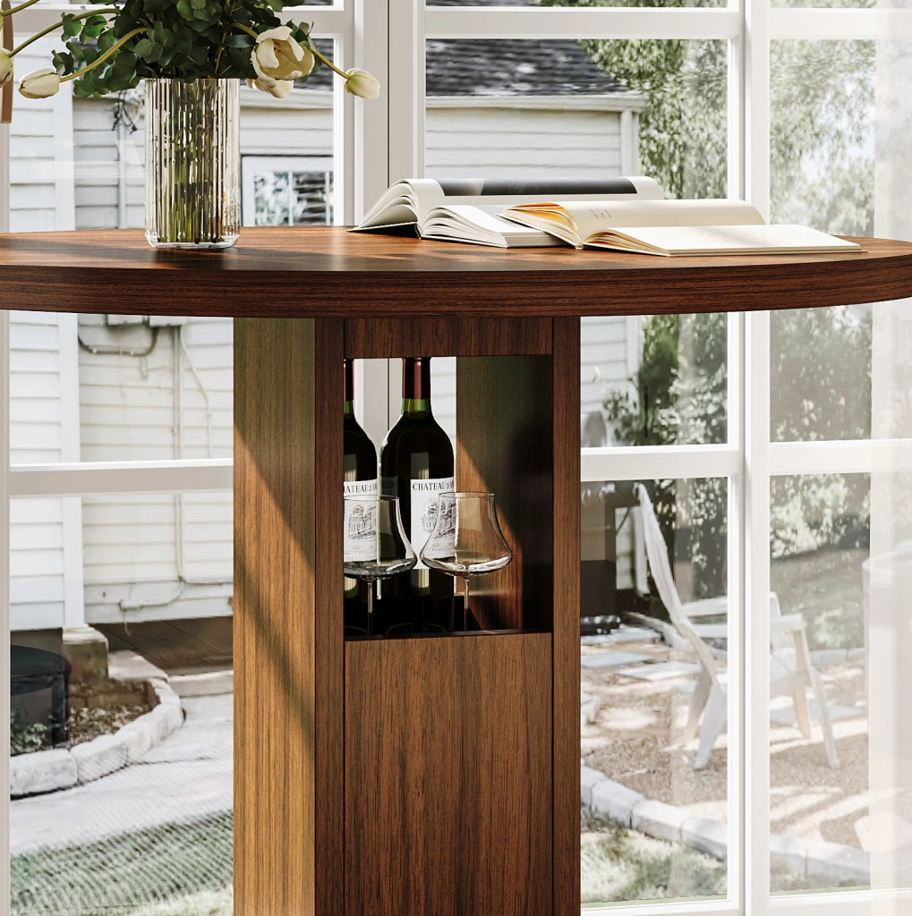 TAVOLO BAR ROTONDO 80 cm Noce Set 3 pezzi con 2 sgabelli