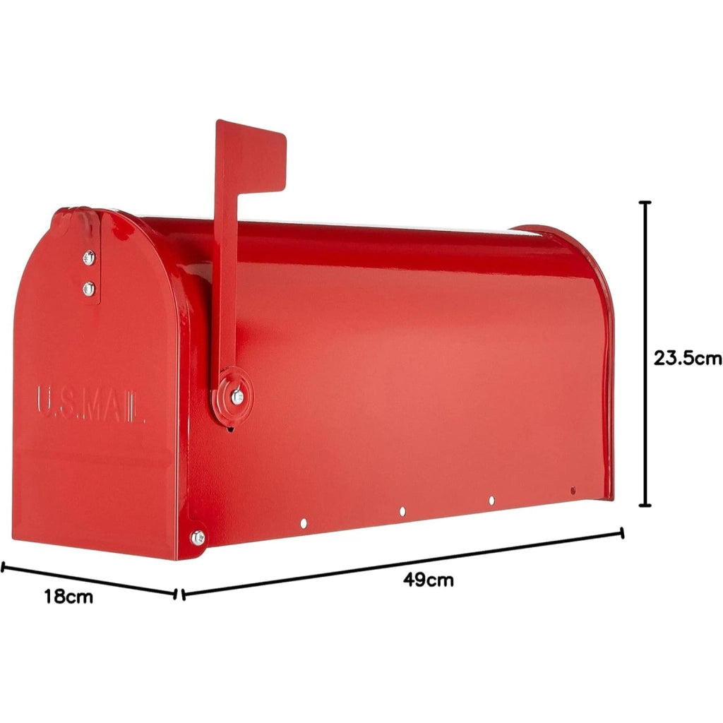 ALUBOX Cassetta Posta Americana 22X17X48 Cm Cassetta Postale In Lamiera Zincata Cassetta Postale Da Esterno Formato Rivista Con Bandierina COLORE: ROSSO