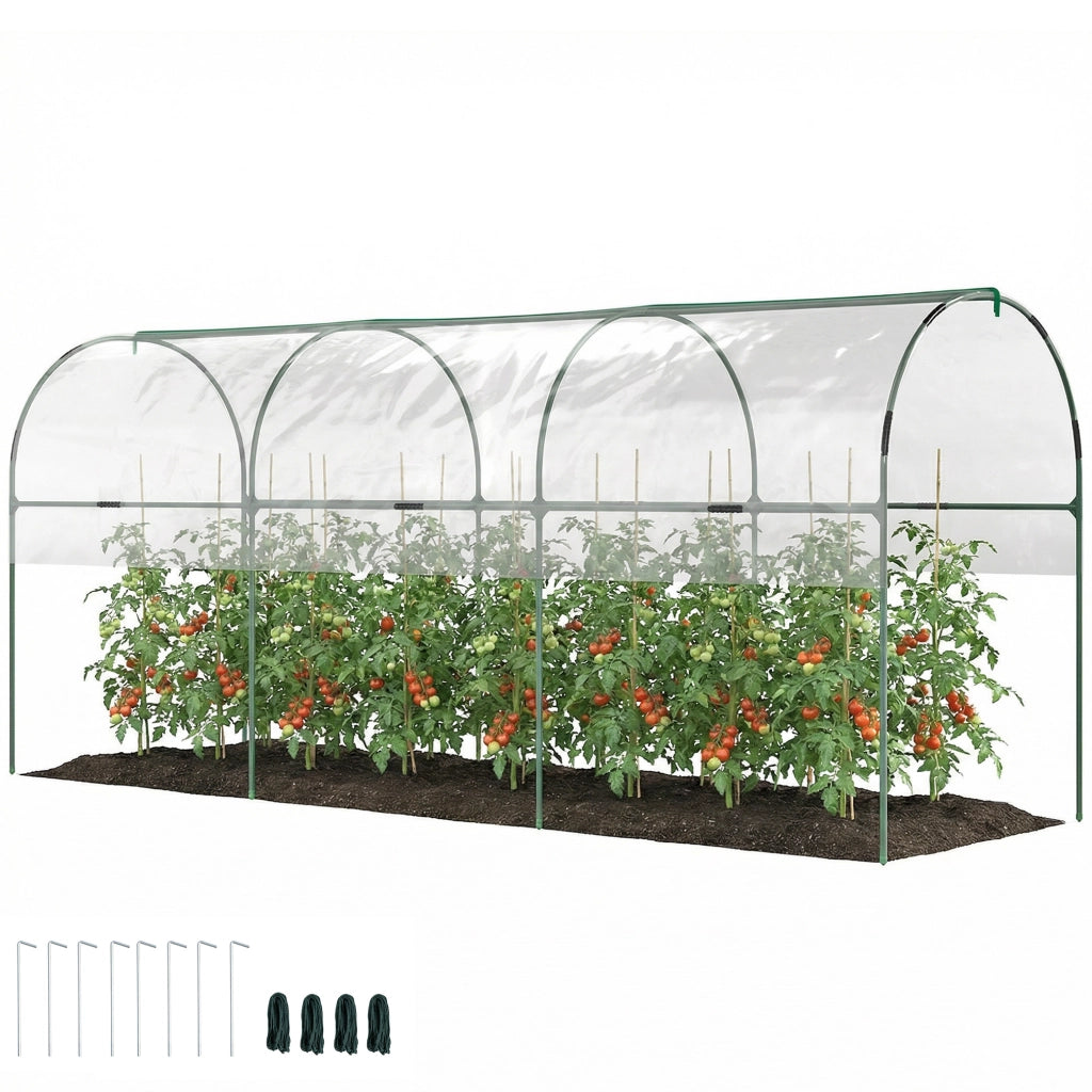 Serra da giardino per pomodori in acciaio e PVC 4 archi verde 4 x 1,2 x 1,7 m robusta per orto e fai da te