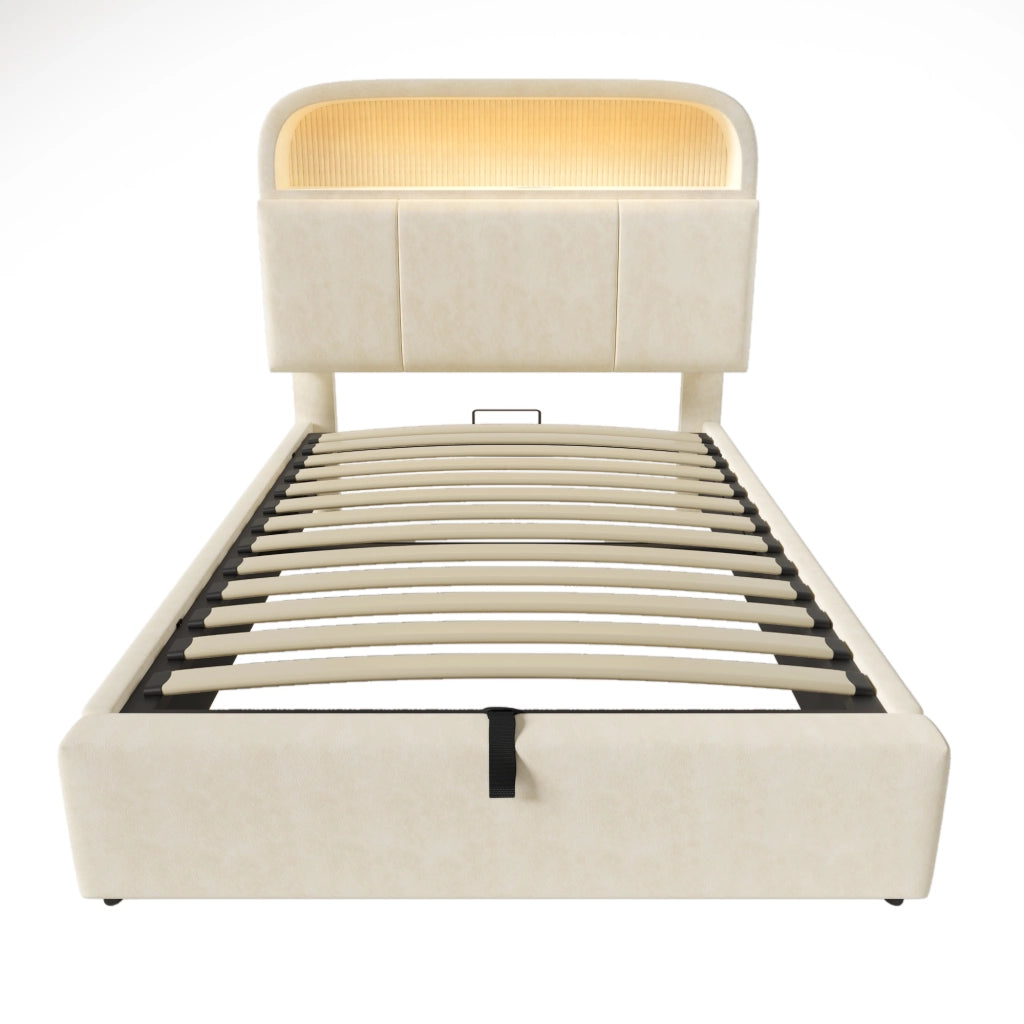 Letto singolo contenitore 90x200 cm beige