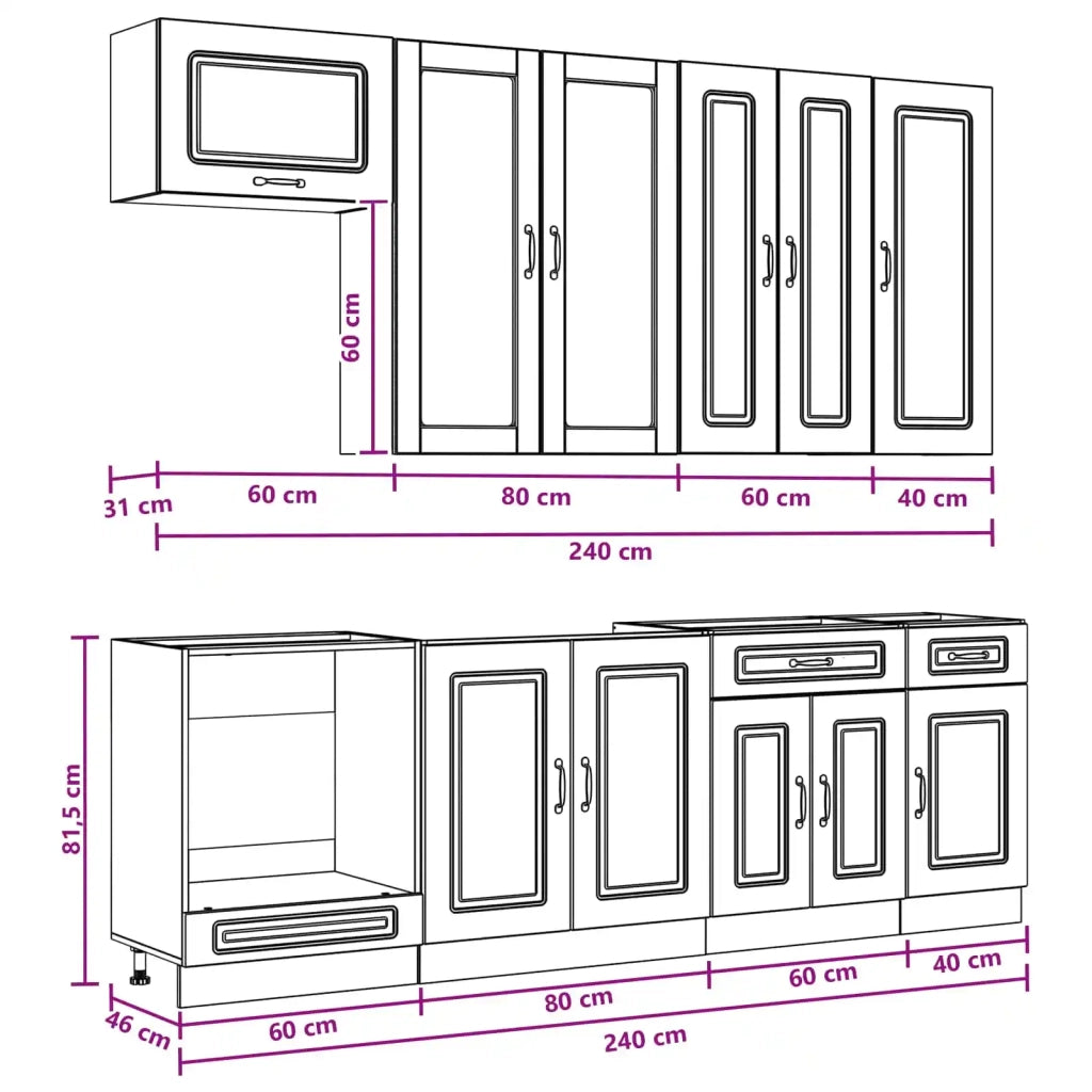 Unità Cucina KALMAR 8 pz Bianco Legno ingegnerizzato 3438193