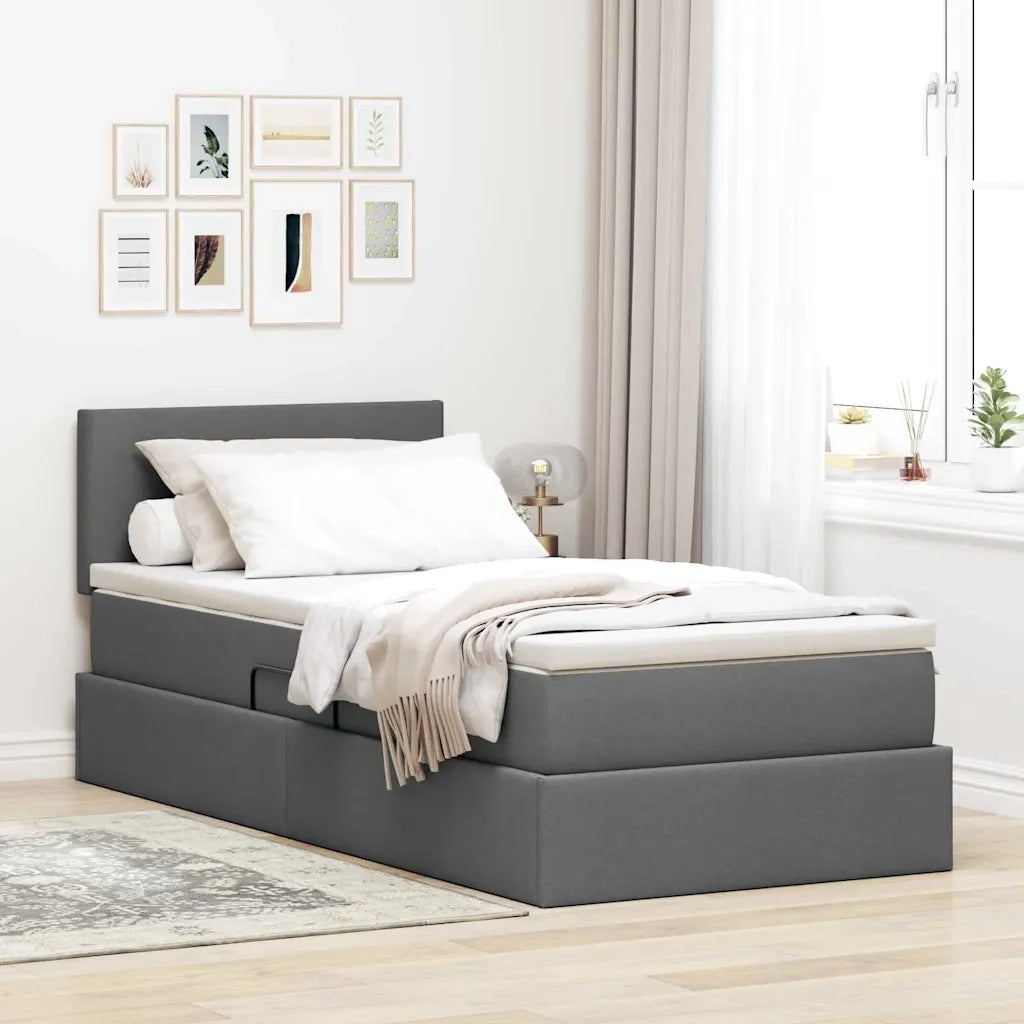 Letto con contenitore e materasso Grigio scuro 100 x 200 cm 3370426