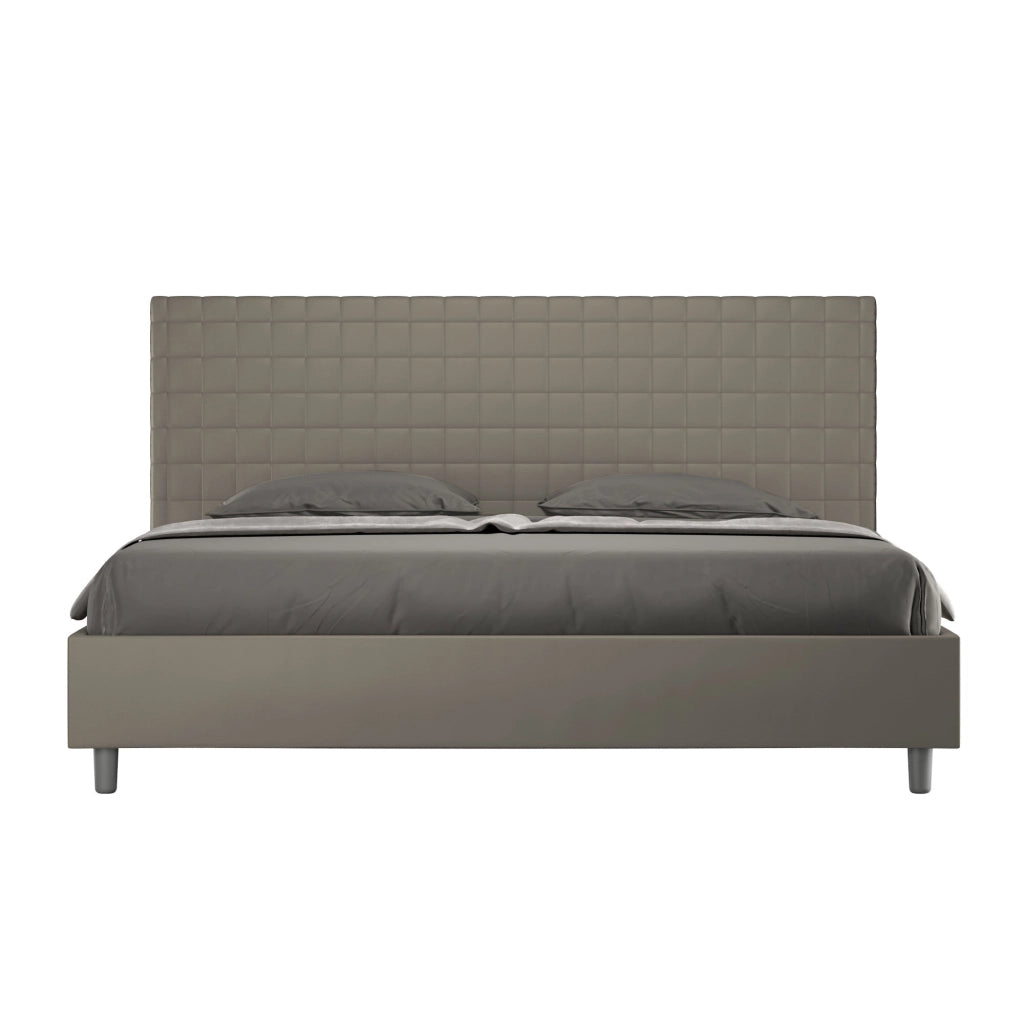 BS COM Letto matrimoniale king size senza rete imbottito 190x200 similpelle cappuccino