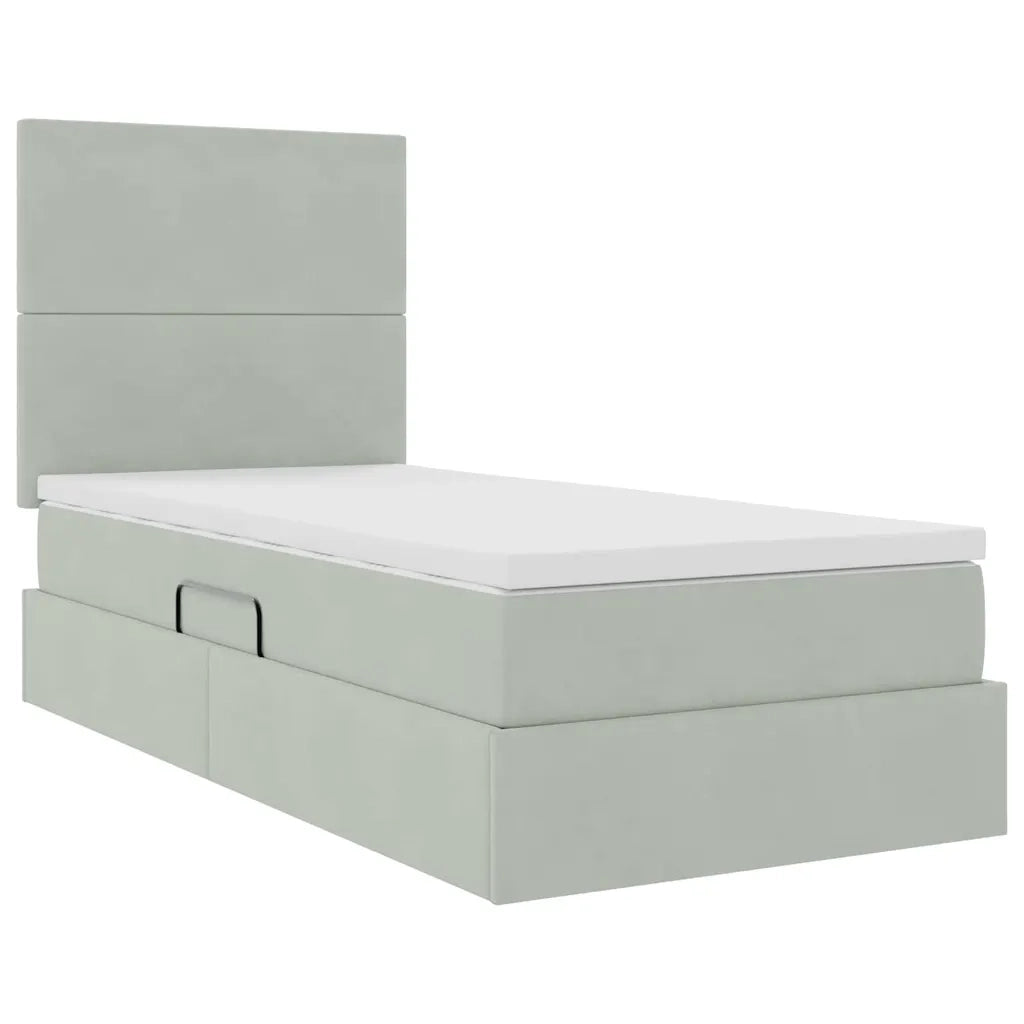 Letto con contenitore e LED Grigio chiaro 100 x 200 cm Velluto