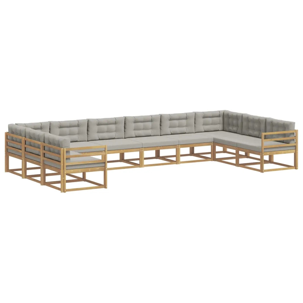 Set di divani da esterno 10 pz Bianco e Grigio Chiaro 3387090