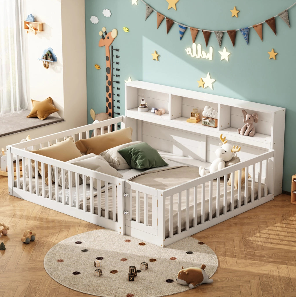 Daybed 140x200 cm con sponde di sicurezza e vano laterale, bianco