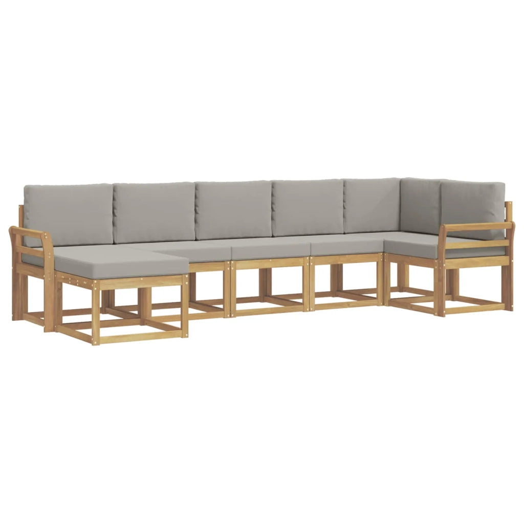 Set di divani da esterno 7 pz Bianco e Grigio Chiaro 3387945