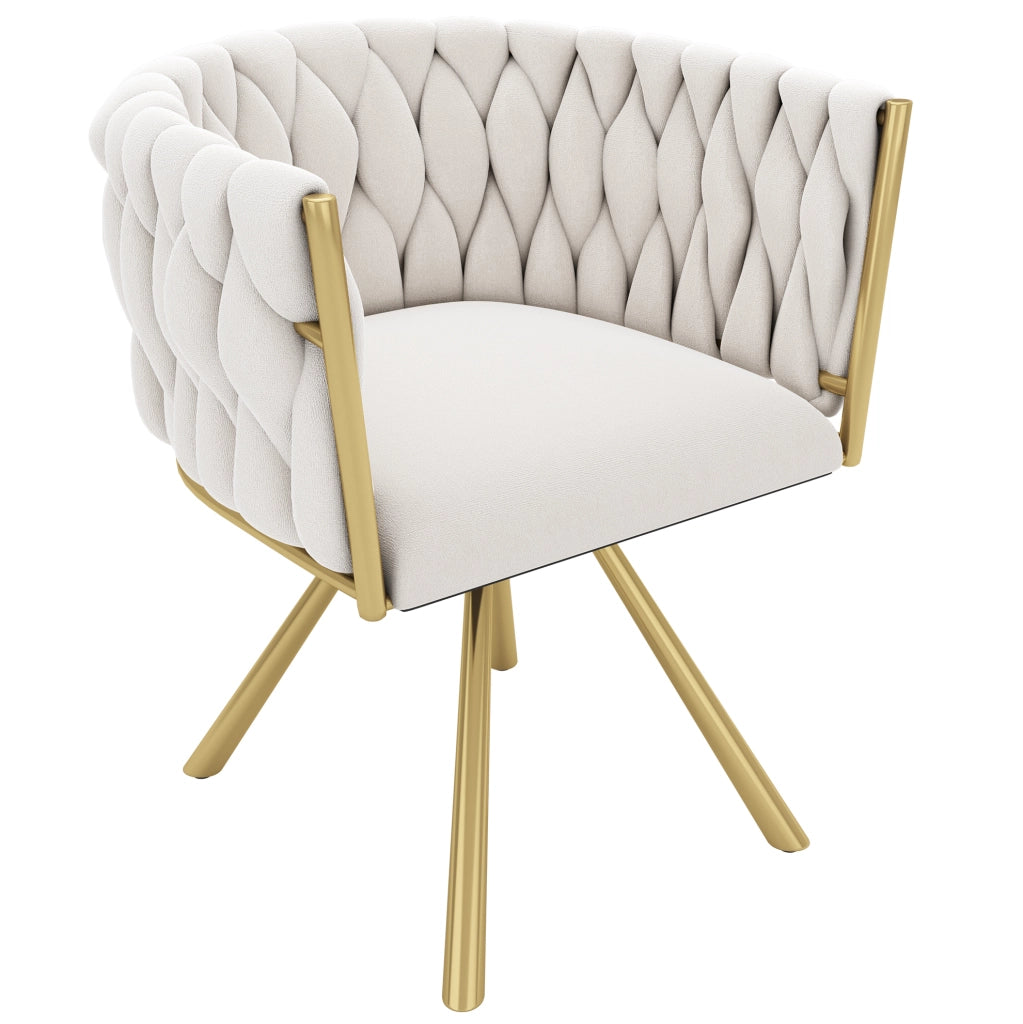 Set di 6 sedie da pranzo girevoli a 360° in velluto; beige e oro