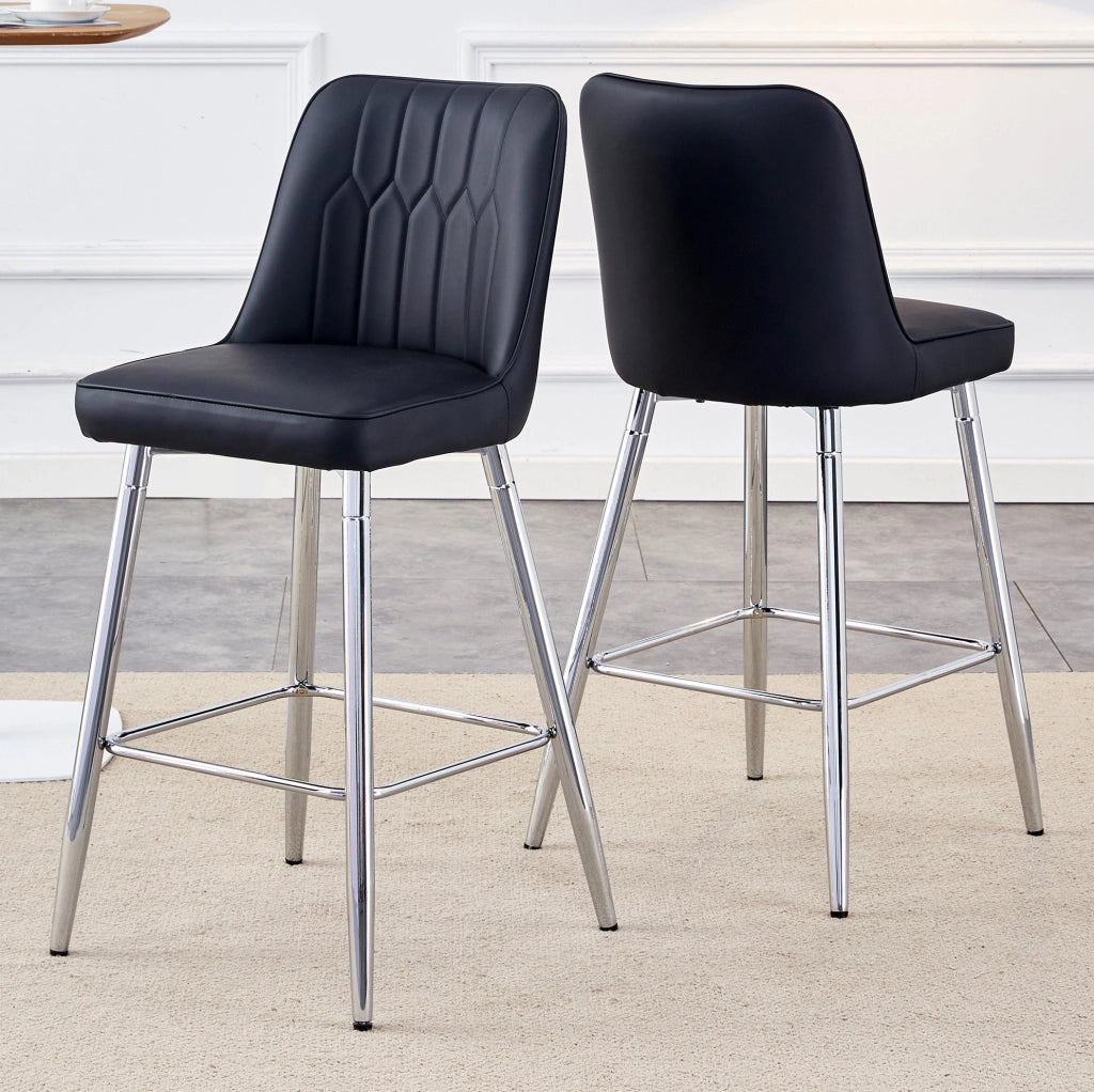 SGABELLO DA BAR Set da 2 pezzi 100 cm PU nero/metallo argento