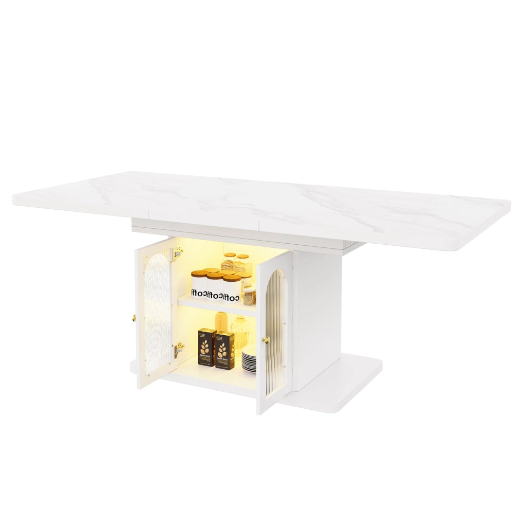 Tavolo da pranzo allungabile con contenitore e luce LED