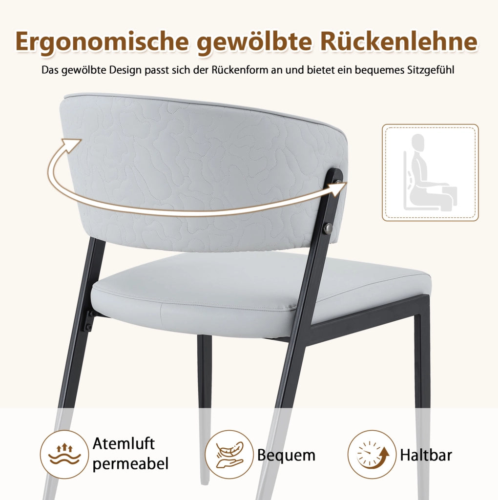 Set di 2 sedie da pranzo moderne grigio chiaro in PU