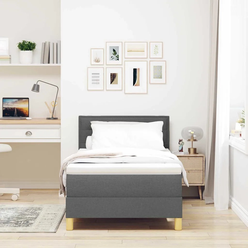 Letto a Sorgente LED con led Grigio scuro 90 x 200 cm Tessuto
