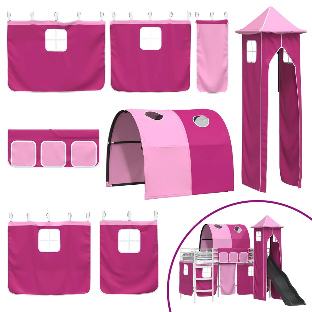 Letto a castello per bambini Bianco e Rosa 75 x 190 cm Metallo 42020906
