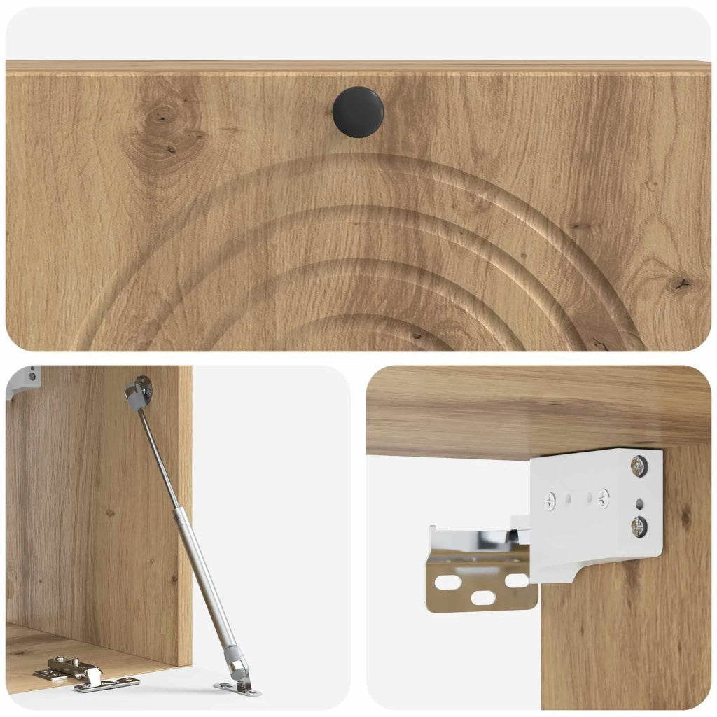 Mobile Porta TV da Muro-Credenza per TV sospesa Rovere Artigianale 98 x 31 x 30 cm 365503