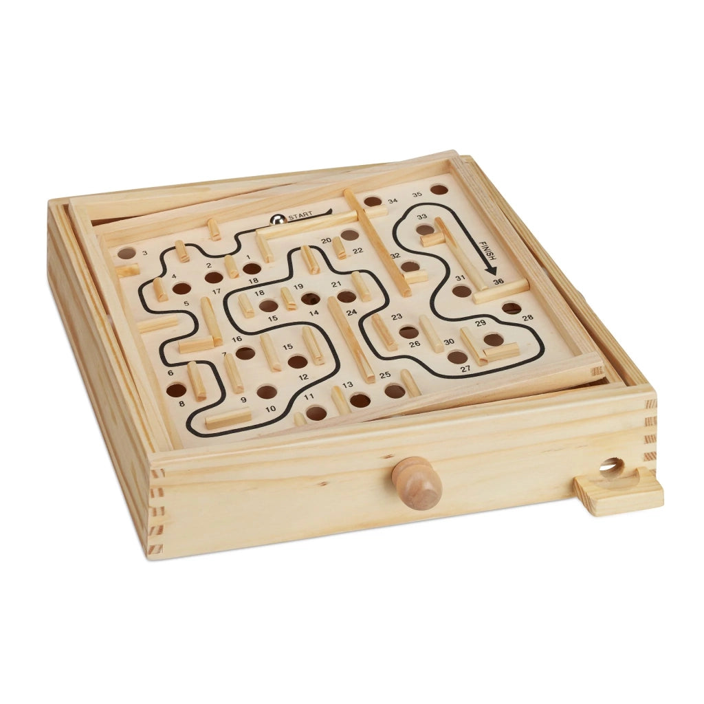 Gioco labirinto in legno per bambini 36 x 36 x 8 cm stimola abilità e destrezza design ludico in legno naturale 13_0003940
