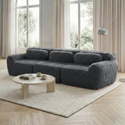 Divano 3 Posti in Tessuto ¨C MINIMAL ¨C Grigio, Morbido, con Cuscini