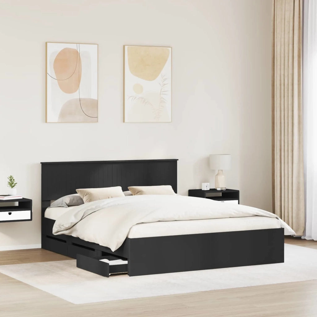 Letto matrimoniale | Letto per adulti | Struttura del letto Nero 160 x 200 cm Legno Ingegnerizzato