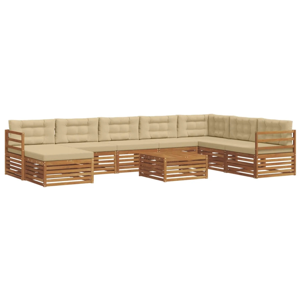 Set di divani da esterno 9 pz Naturale e Beige 3373963