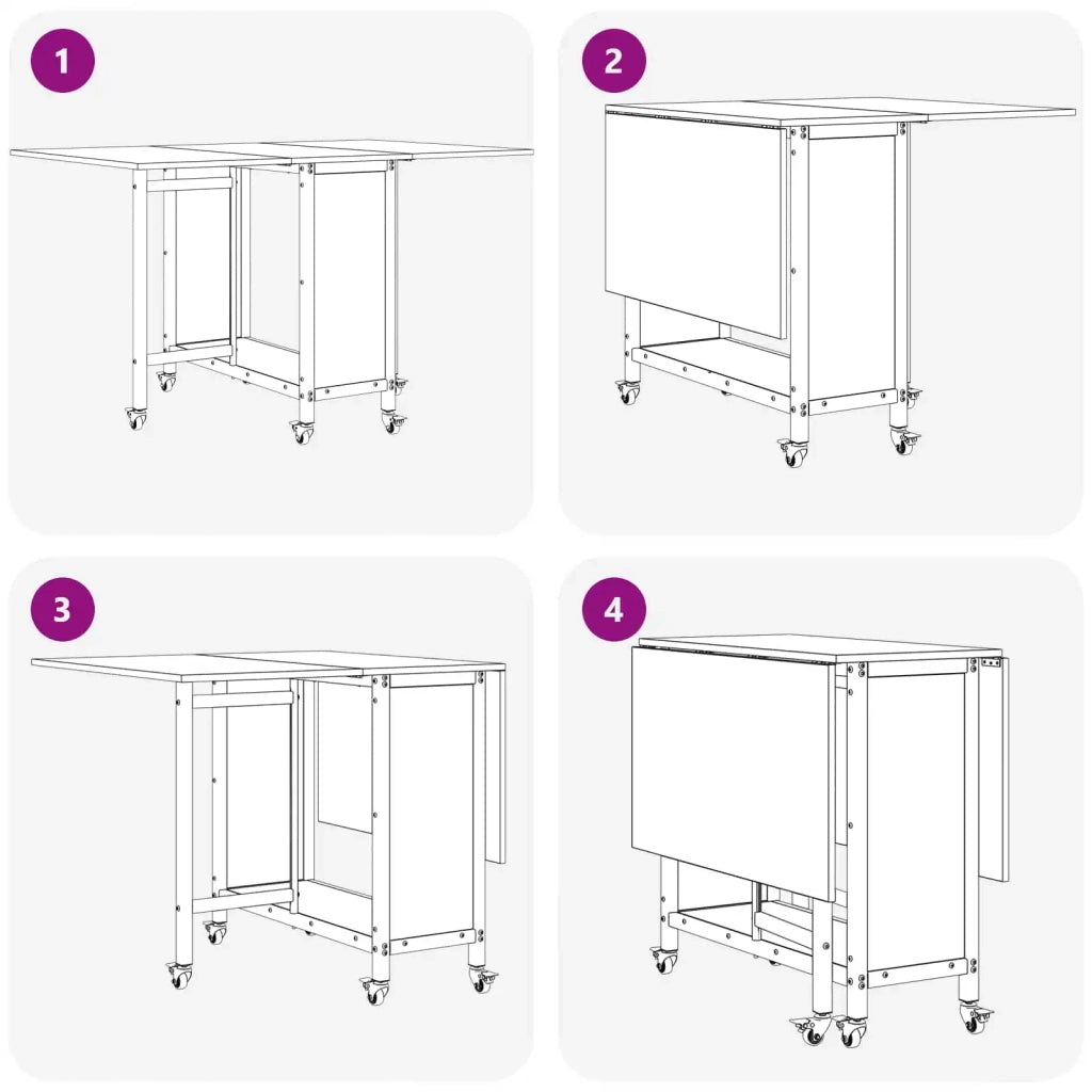 Tavolo da pranzo pieghevole con ruote 130 x 80 x 76,5 cm 8006043