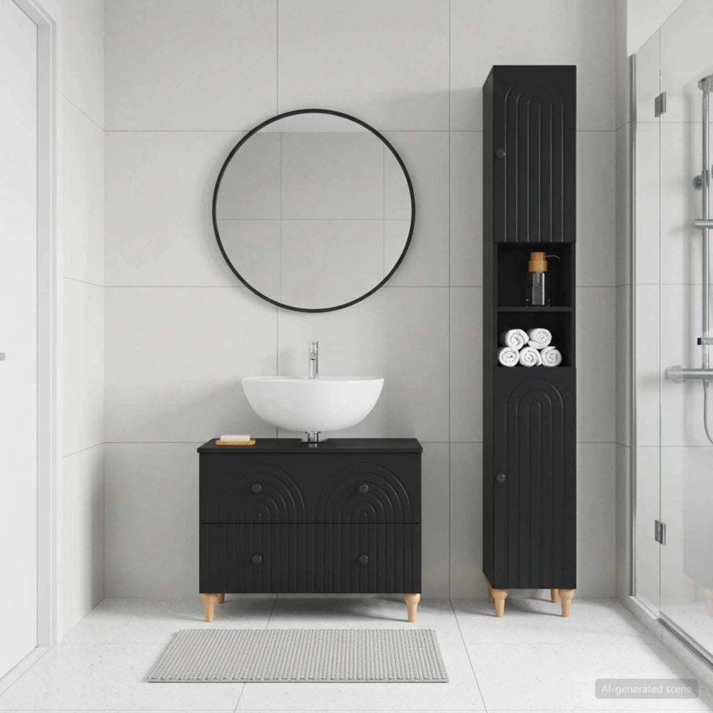 Set di Armadi da Bagno da 2 Pezzi ALKMAAR Nero 3417505
