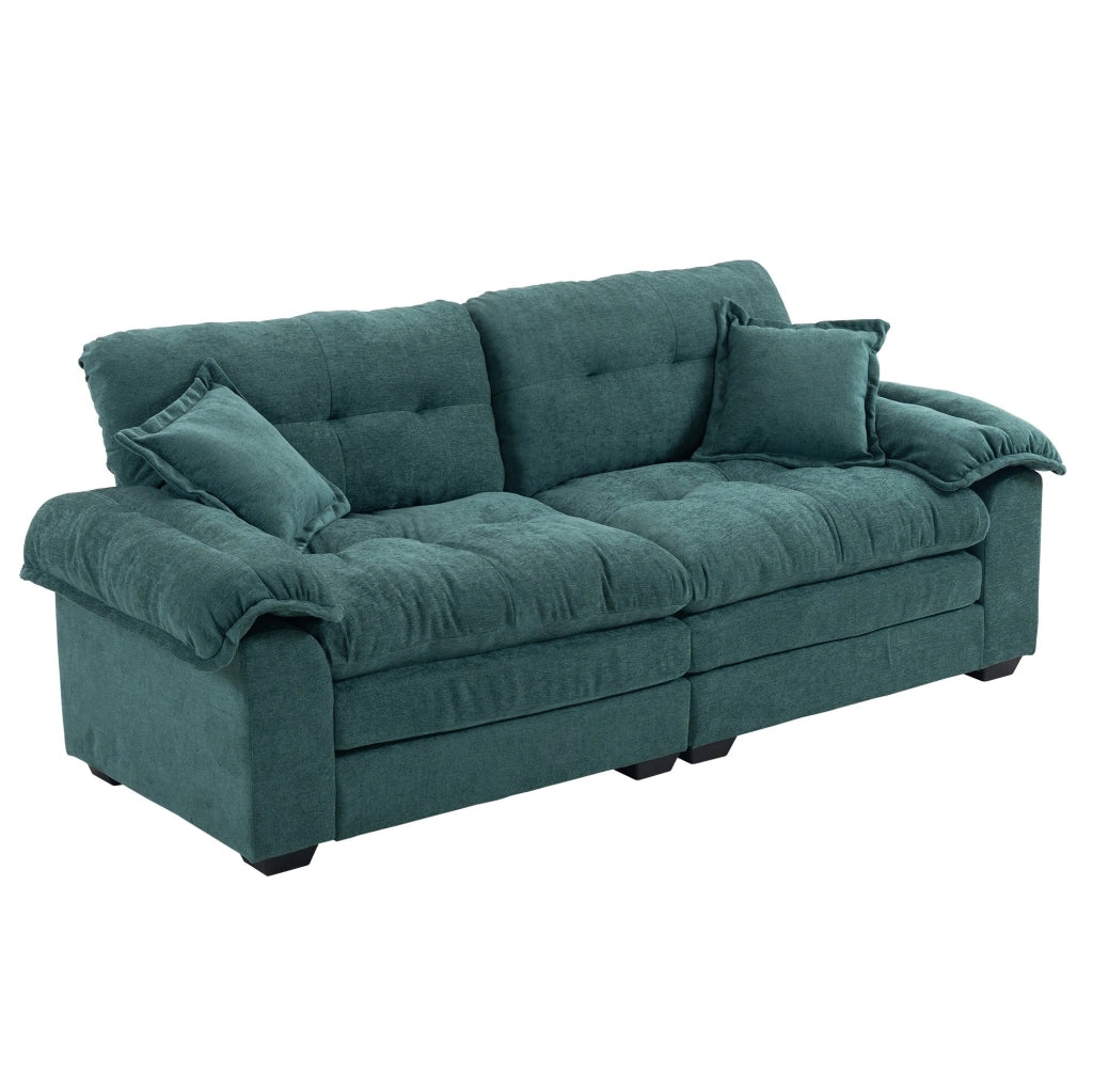 Divano due posti in Chenille 214x89x93 cm con cuscini doppi in memory foam e molle insacchettate