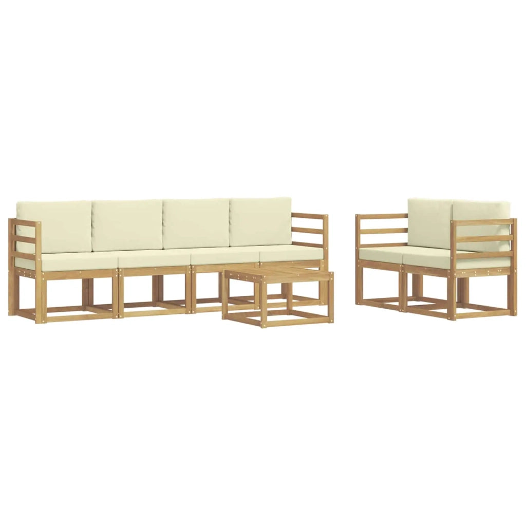 Set di divani da esterno 7 pz Bianco e Crema 3387264