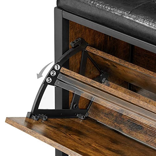 Scarpiera rustica marrone Valora con seduta morbida in stile loft e moderno