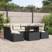 Set di divani con cuscino 7 pcs Nero e Crema polyrattan 3349113