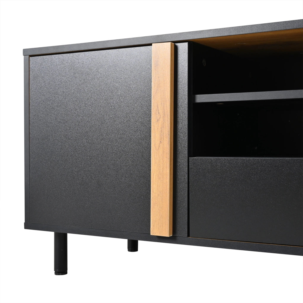 Mobile porta TV da 180 cm nero e effetto legno