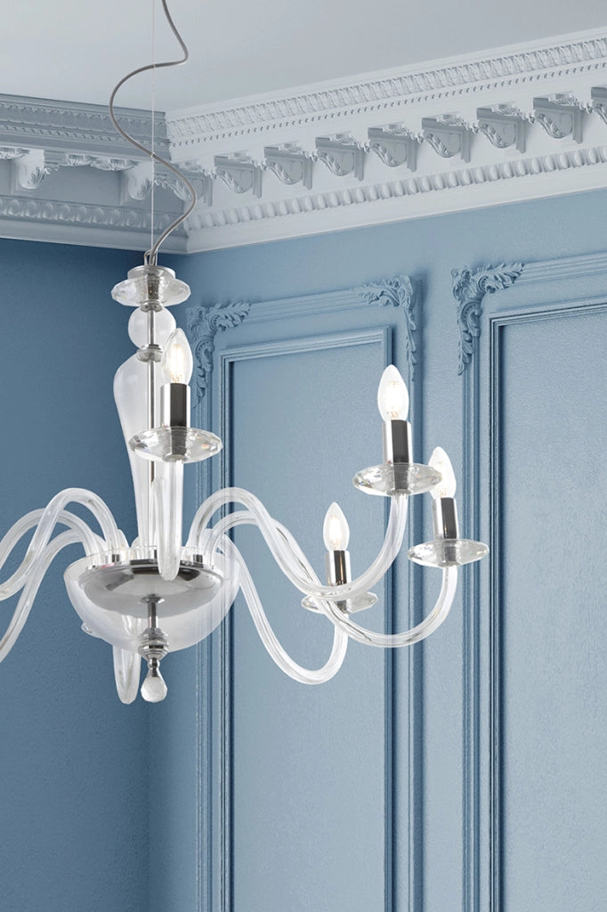 Applique Cristelle in Vetro Ottanio, Attacco E14 IP20, Design Classico con Dettagli in Cristallo Ottico - Rossini Illuminazione