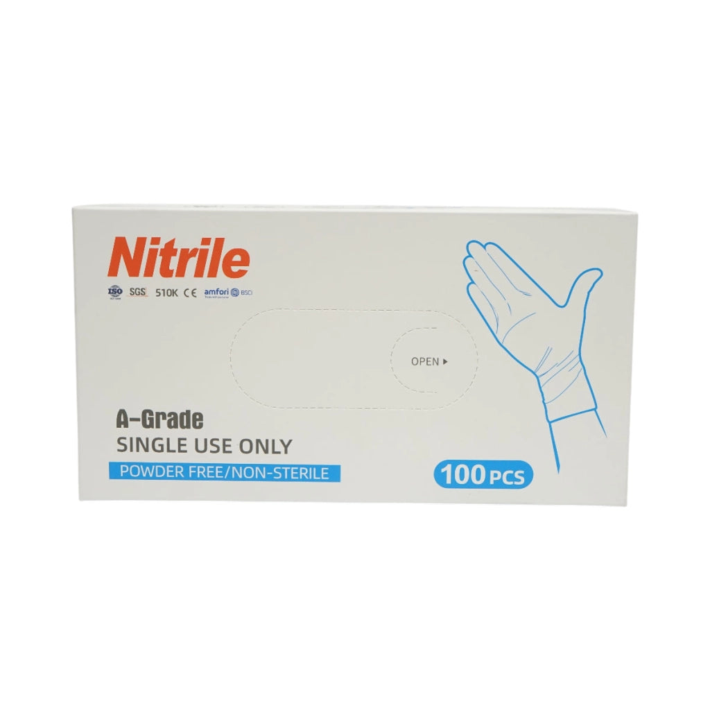 Guanti in nitrile blu senza polvere con texture antiscivolo sulle dita, taglia L 100 pezzi/scatola