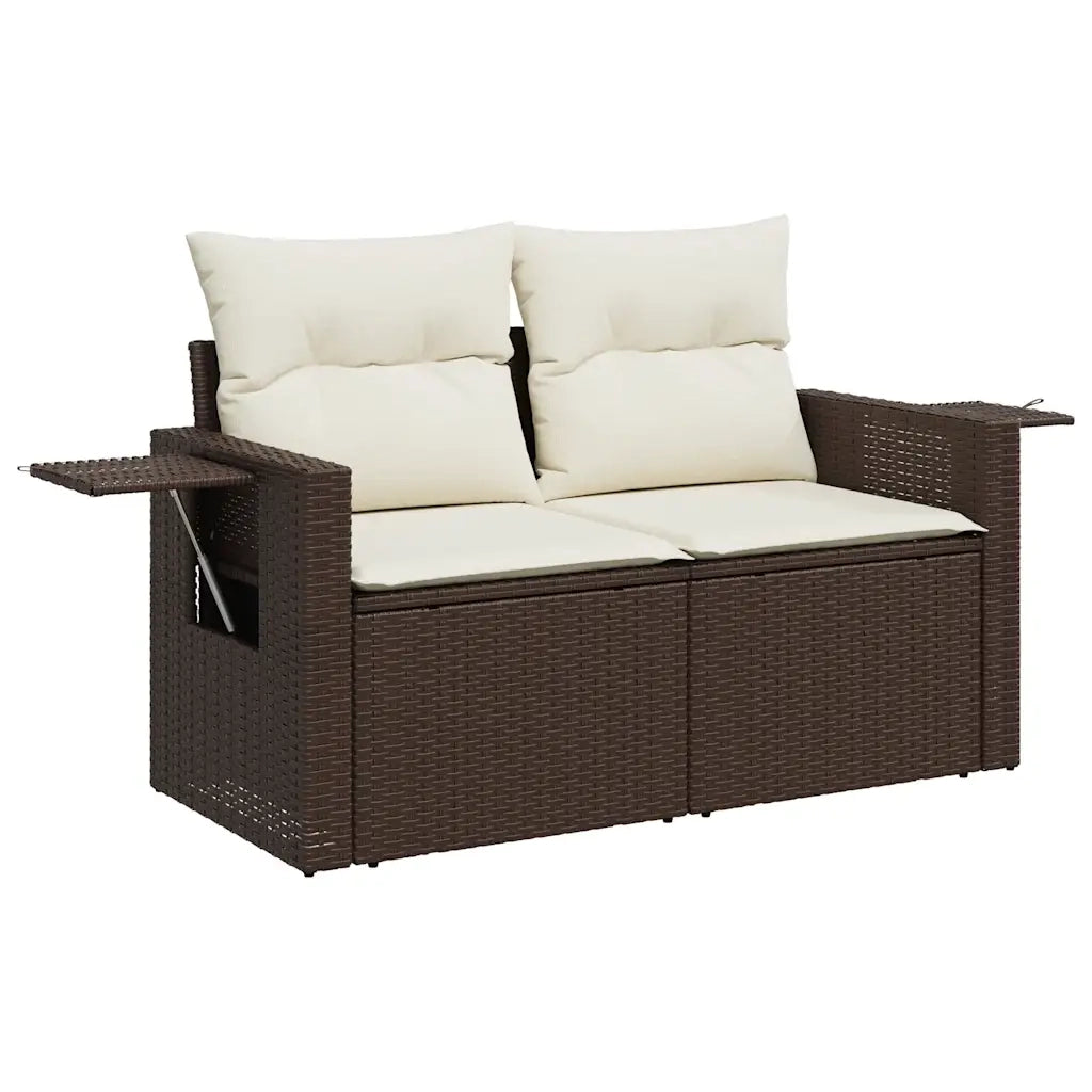 Set Divano da Giardino 4 pz con Cuscini Marrone in Polyrattan 3220072