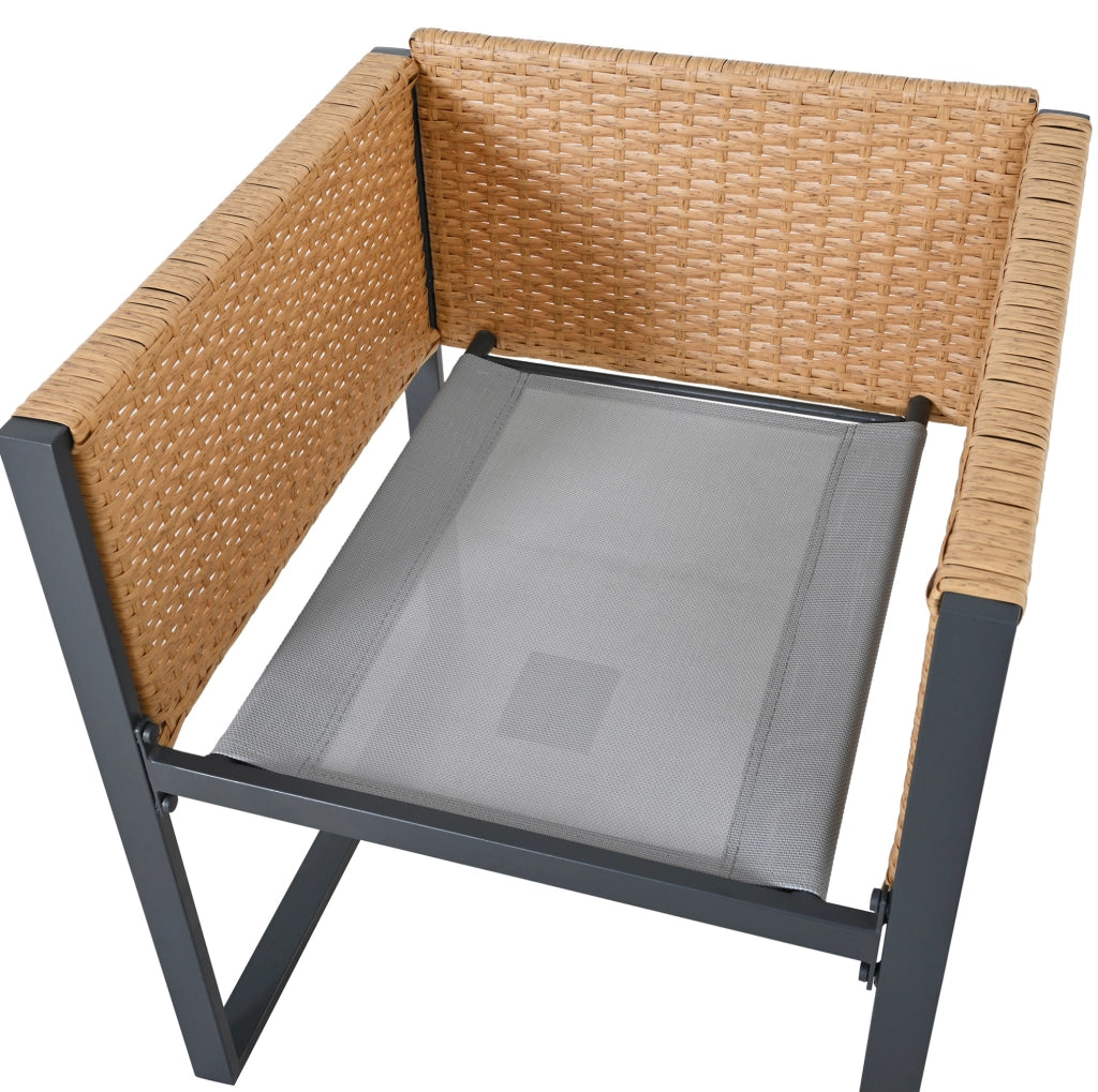 Set da pranzo da giardino 7 pezzi in rattan PE; tavolo 170 x 80 cm; nero e marrone