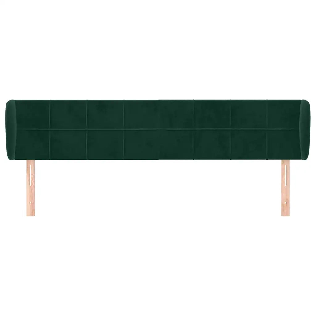 Testiera ad Orecchio-Testata con Orecchie Verde Scuro 203x23x78/88 cm in Velluto 667035