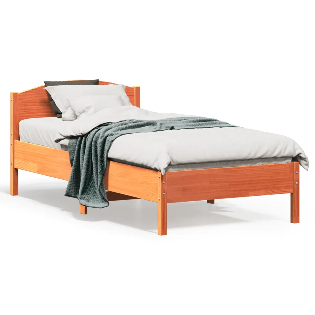 Letto senza Materasso-Struttura Letto Marrone Cera 90x190 cm in Legno di Pino 570719