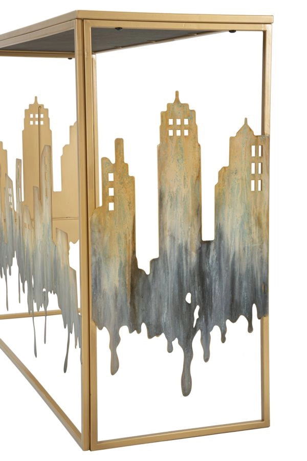 Console City 110x38,5x81 cm in Ferro e MDF e Vetro Multicolor