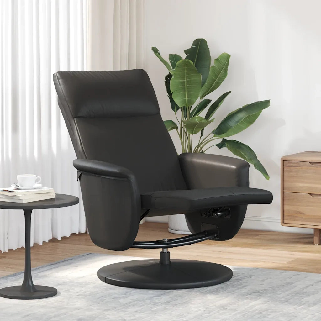 Poltrona | Sedia Relax Reclinabile con Poggiapiedi Nera in Similpelle